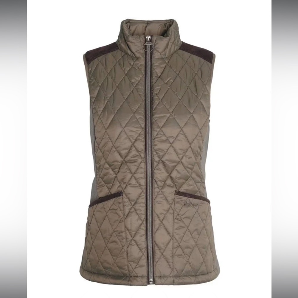 NWT Barbour Ladies High Field Gilet Quilted Vest - Olive Green